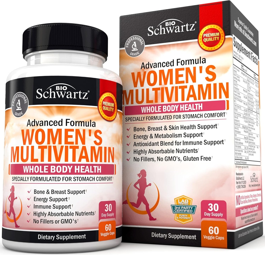 Multivitamínico para Mujeres con Vitamina D3 - Multivitaminas para la Esquía de Huesos Energía Conjunta - Vitaminas para Apoyo Inmunitario - Sistema Inmunitario Boost Defensa Natural Inmunitaria - Suplemento de Apoyo Conjunto - 60Ct