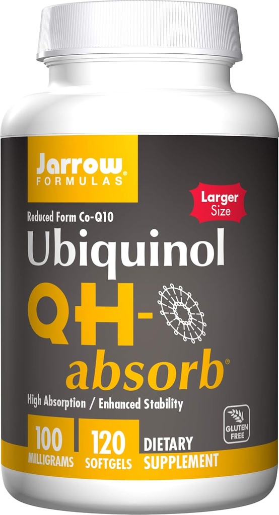 Jarrow Formulas QH-absorb 200 mg - 120 Softgels - High Absorption Co-Q10 - Active Antioxidant Form of Co-Q10 - Supports Mitocondrial Energy Production and Cardiovascular Health - Up to 120 Servings