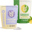 Gnarly Nutrición Cretina Polvo, Desflavorado (16.05oz) y Gnarly Performance Greens Lemon Mint (11.64 oz)