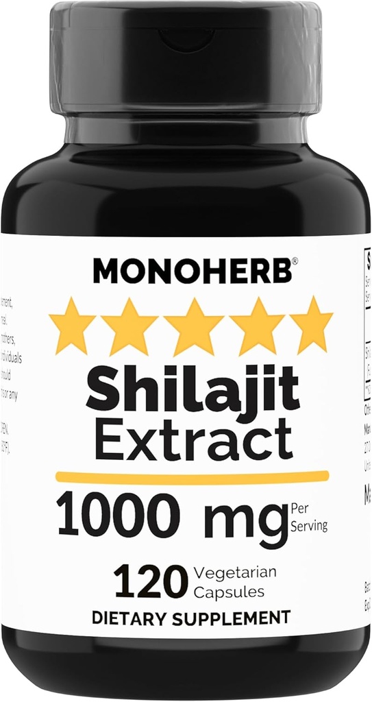 MONOHERB Shilajit Extract 1000 mg - 120 Vegetarian Capsules