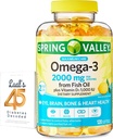 Spring Valley Omega-3 del aceite de pescado 2000 mg para el hueso del cerebro del ojo y la salud del corazón Suplemento dietético Softgels, 120 Conde, Agrupar con la diabetes 45 de Luall Decodificado