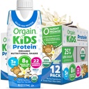 Orgain Orgain Organic Kids Nutritional Protein Shake, Vanilla, Healthy Kids Snacks, 8g Dairy Protein, 3g Fiber, 22 Vitaminas &amp; Minerals, Sin ingredientes de soja, Gluten Free, Non-GMO, 8.25 Fl Oz (Pack of 12)