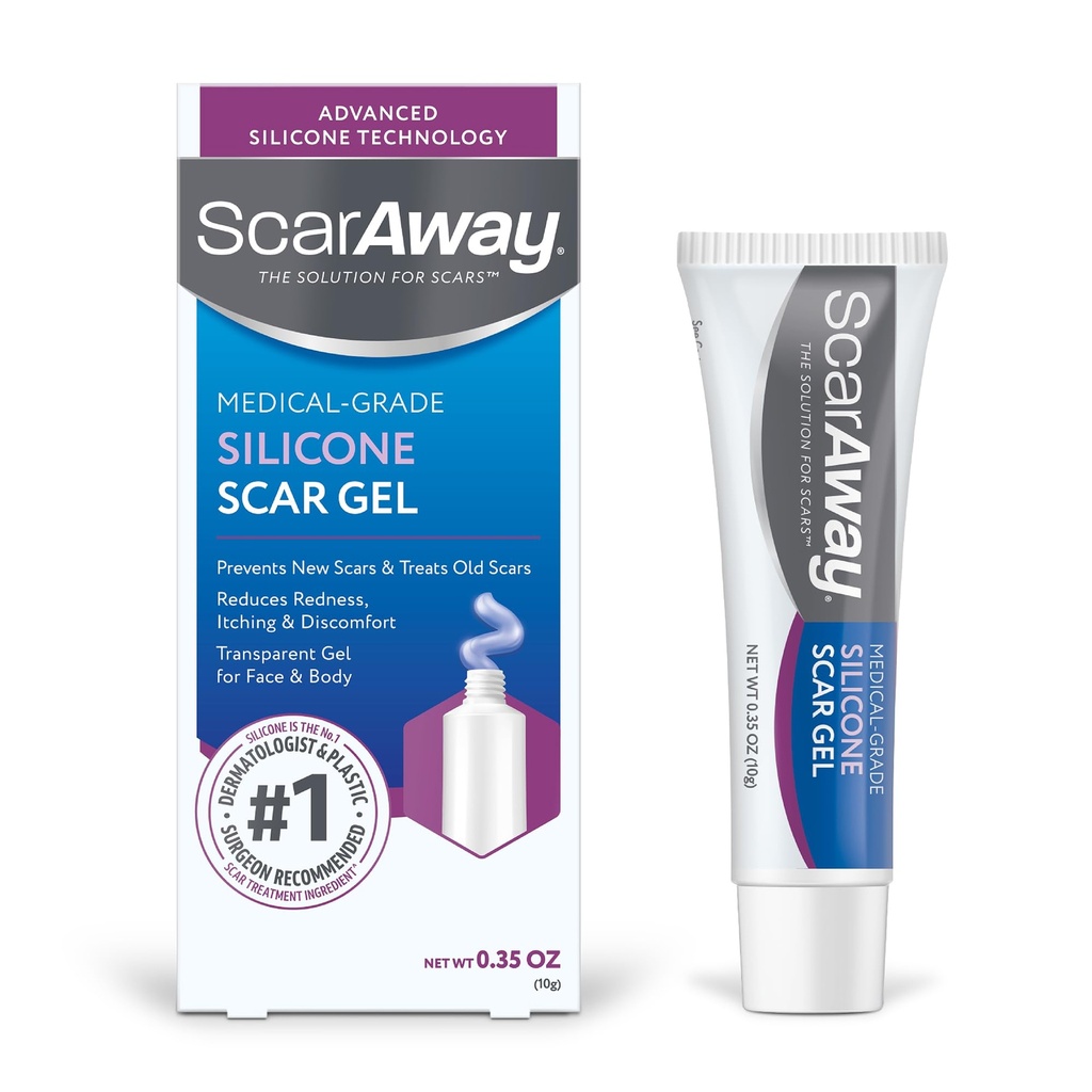 ScarAway Silicone Scar Gel, ayuda a mejorar el tamaño, el color " Texture of Hypertrophic " Keloid Scars from injury, Burns " Surgery, Water Resistant, 10g (0.35 Oz)
