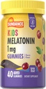 Sundance Kid's Melatonin Gummies 1mg  40 Count ← Cherry Flavor ← Vegan, Non-GMO, and Gluten Free Supplement