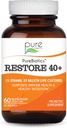 PURE ESSENCE LABS PureBiotics Restore 40+ Probiotic Supplement - Supports Immune & Digestive Health - Dairy & Gluten Free - 15 Strains (35 Billion CTU) Adults Natural Probiotics (60 Caps)