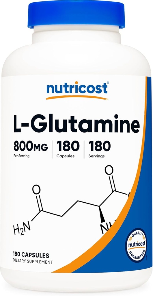 Nutricost L-Glutamine 800mg, 180 cápsulas - Gluten Free, Non-GMO