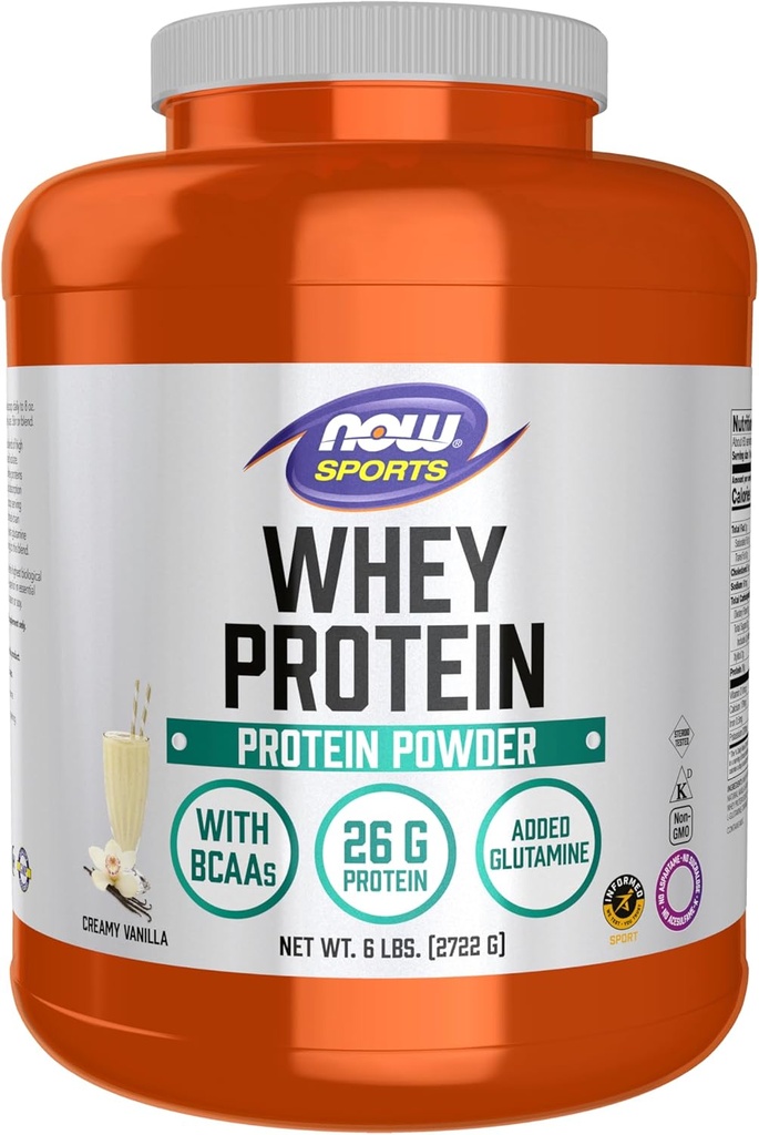 AHORA Nutrición Deportiva, Proteína Whey, 26 g Con BCAAs, Polvo Creamy Vanilla, 6 libras