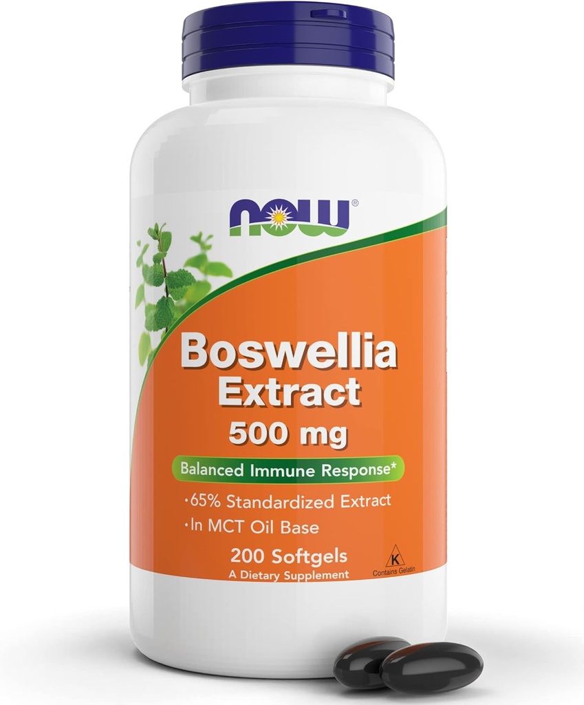 Now Boswellia Serrata Extract 500 mg, 200 Softgels - Gum Resin in MCT Oil Base - Herbal Supplement