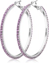 Pendientes de plata 925 Pendientes de gran aro de Rhinestone Pendientes de gran cúbico Zirconia Pendientes de aro Thin Rhinestones Pendientes de aro redondo para mujeres 20/30/40/50/60/70mm Aros chispados con cristales para mujeres