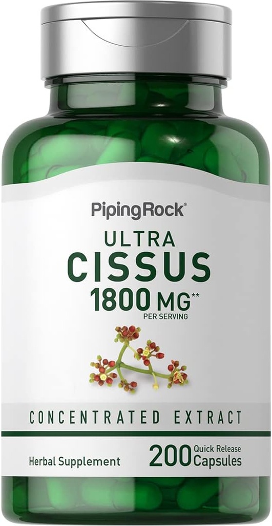 Piping Rock Cissus Quadrangularis Suplemento 1800mg ← 200 Capsules  Extracto herbario ultra concentrado