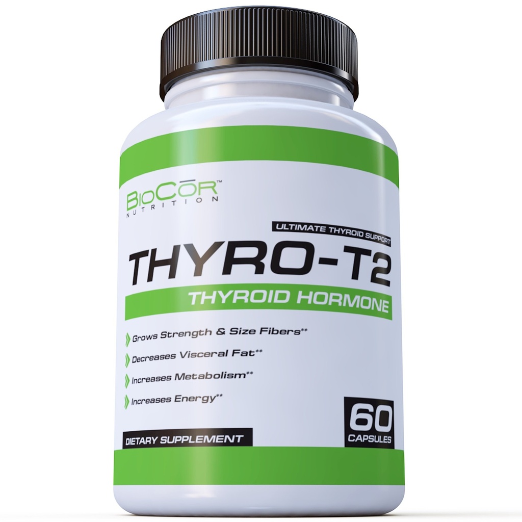BioCor Nutrición Thyro-T2 Tiroides Hormona Grasa Suplemento - Metabolismo y pérdida de peso (60 cápsulas - 1 mes de suministro)