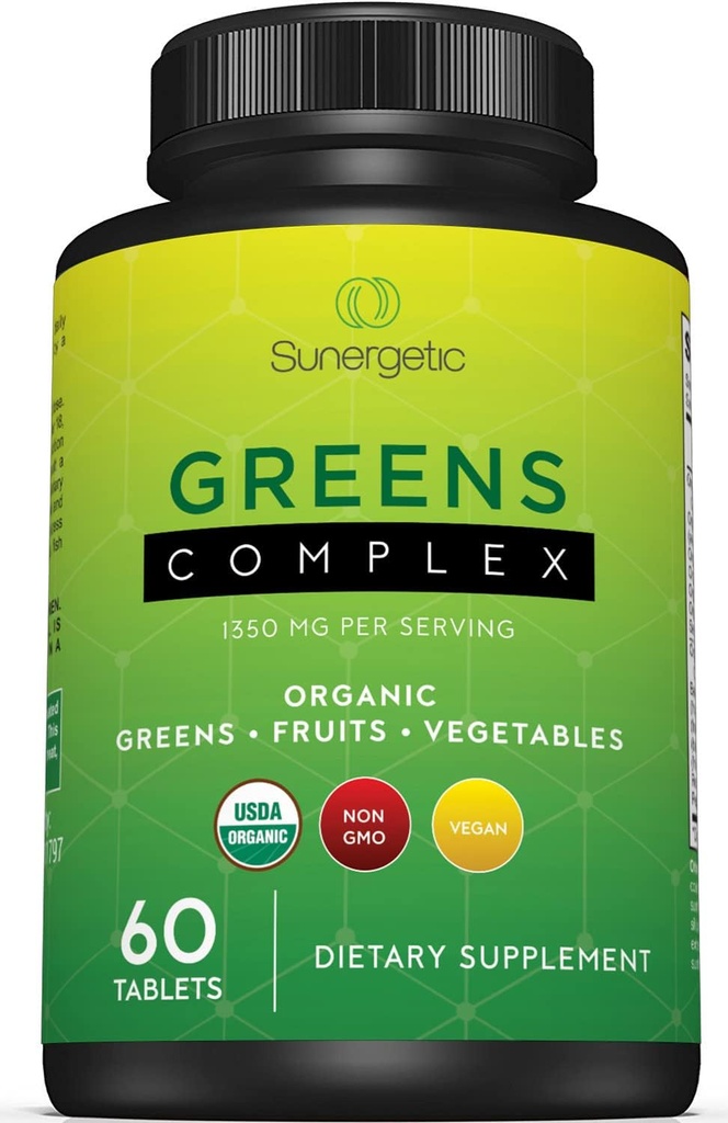 Premium USDA Organic Greens Superfood Tablets – Greens Superfood Powder Incluye verduras, frutas y polifenoles – Daily Greens Superfood Powder Suplemento– 60 Greens Tablets