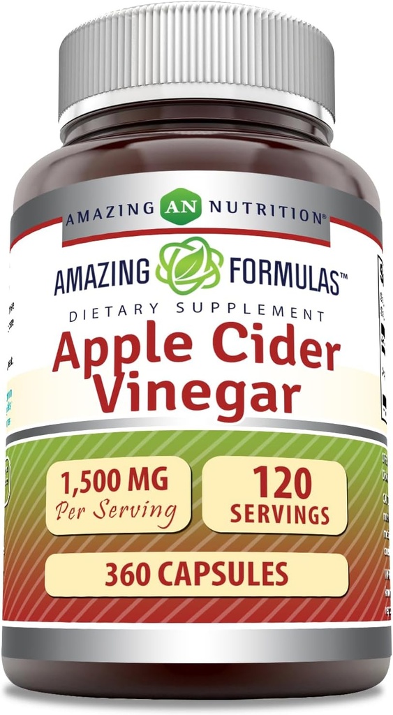 Amazing Formulas Apple Cider Vinegar 1500 mg Por Serving Supplement ← Capsules  durable Non-GMO Silencio Gluten Free ← Made in USA (360 Count)