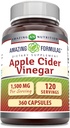 Amazing Formulas Apple Cider Vinegar 1500 mg Por Serving Supplement ← Capsules  durable Non-GMO Silencio Gluten Free ← Made in USA (360 Count)