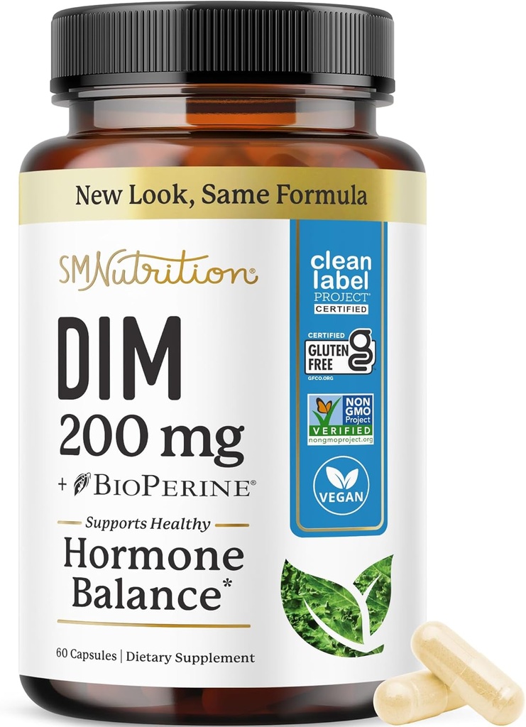 DIM Suplemento 200 mg Silencio Estrógeno Balance para Mujeres " Hombres Silencio Hormonal Acne, Saldo hormonal, Menopausia " Antioxidante Apoyo ← Proyecto Label limpio certificado, Vegan " Soy Free Diindolylmethane TEN 60 Ct.