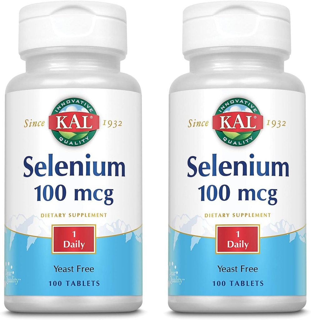 KAL 100 Mcg Selenium Yeast Free Tablets, 100 Cuenta  durable Pack of 2