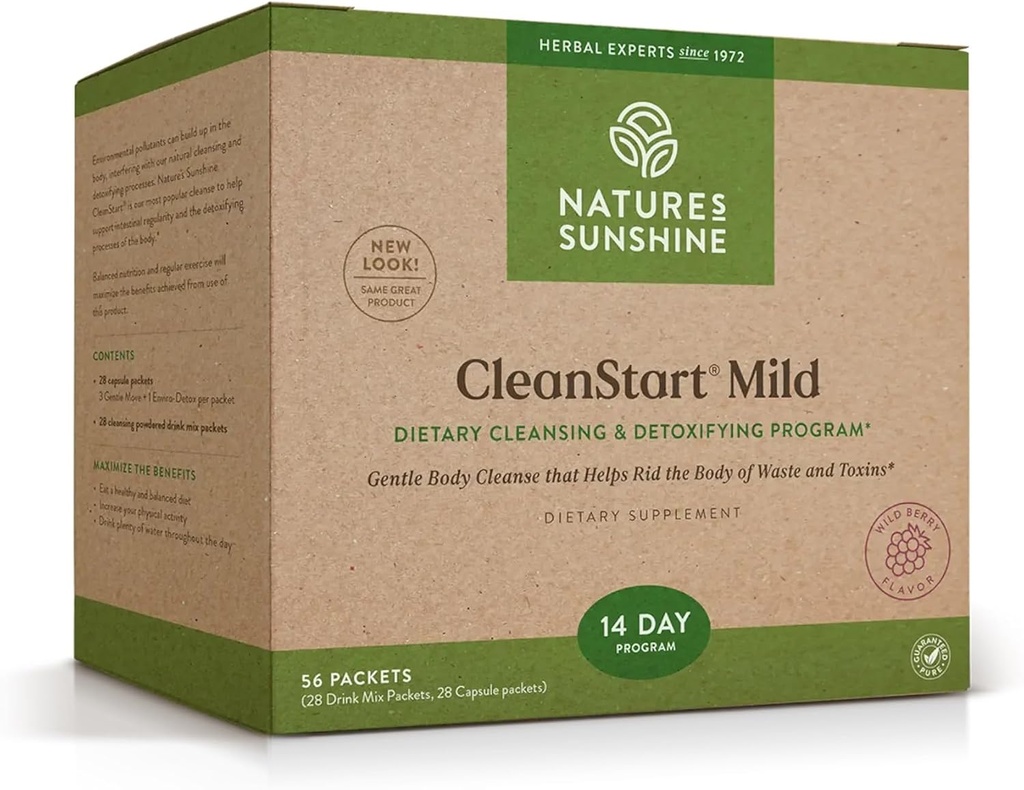 Sunshine CleanStart Mild, 56 Packets ← Powerful Herbal Detox que soporta la limpieza natural de todos los días del cuerpo