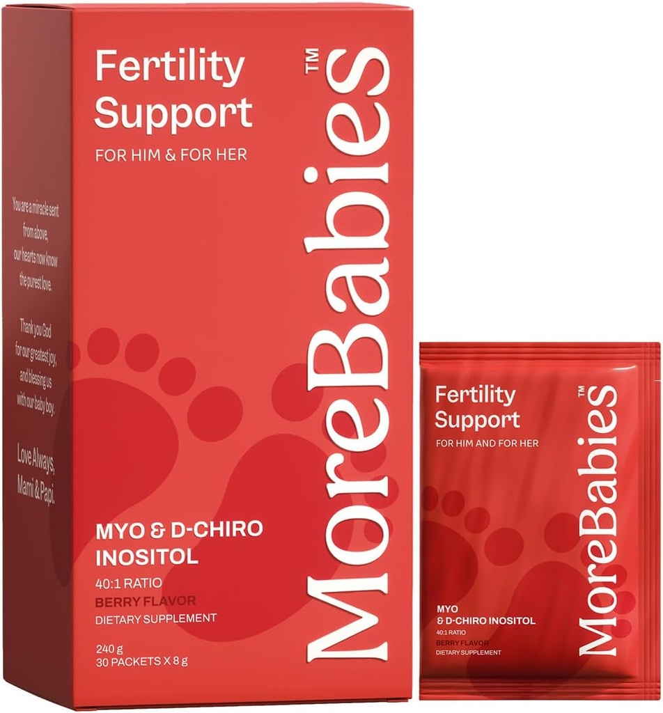 Myo-Inositol & D-Chiro Inositol Fertilidad Suplemento para Mujeres y Hombres. 30-Day Supply, Berry Flavored Packets. Promueve la función ovárica saludable y la calidad del esperma.