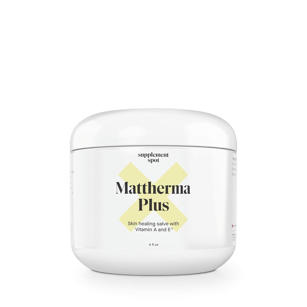 Mattherma Plus Skin Healing Ointment (4 Fl Oz.) - Soothing Salve for Cracked Skin w/Vitamin E & A – All-Purpose Moisture Barrier Ointment to Nourish &amp; Support Natural Healing Process of Body