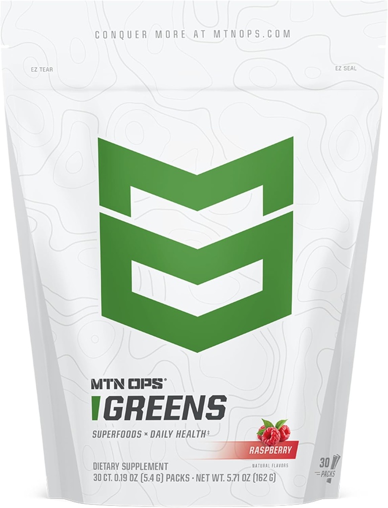 MTN OPS Super Greens Daily Immune Health and Energy Drink Powder – Digestive Health Support Blend Boosted with Chlorophyll-Rich Greens