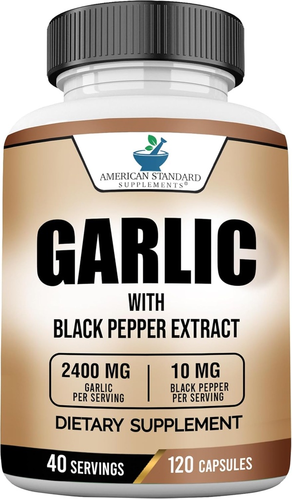 American Standard Supplements Ajo 2400mg Por Serving with Black Pepper Fruit Extract – Vegan, Gluten Free, Non-GMO, 120 Capsules, 40 Servings