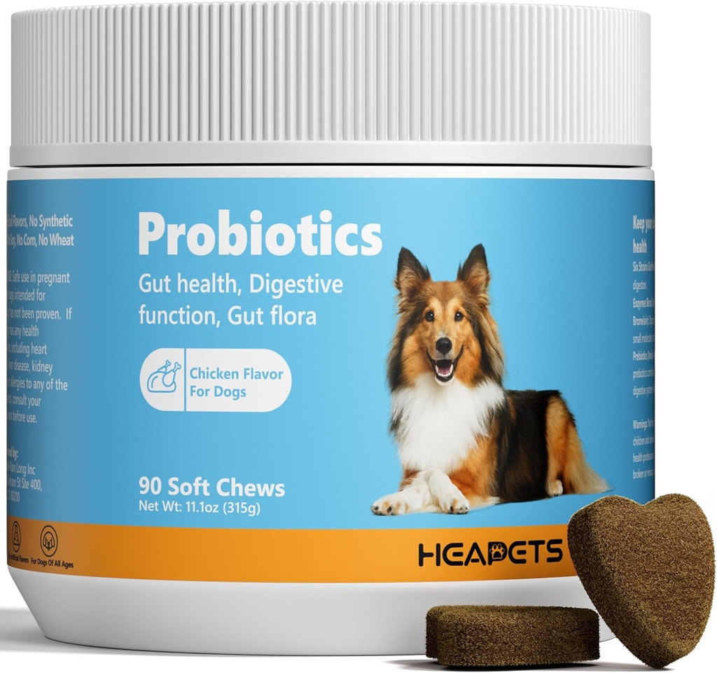 Probióticos para Perros con Enzimas Digestivas, Probióticos y Prebióticos, Salud Gut, Salud Digestiva, Gut Flora y Diarrea, Mandíbulas Probióticas Perros para Sistema Inmunitario (Cerdos Chicken, 90ct)