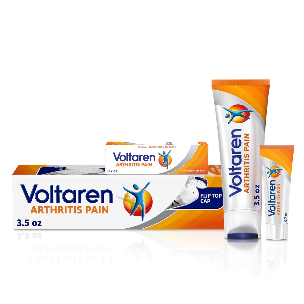 Voltaren Artritis Dolor de dolor para poderosa artritis tópica Alivio de dolor con Diclofenac - NUEVO Easy Open Cap - 100 g Tubo y 20 g Tamaño de viaje Tube