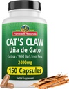 Naturales peruanos Claw Herbal Suplemento 150 cápsulas - Uña de Gato 2400mg de Vegan, 100% Natural Cats Claw Bark Creció en Perú, No GMO, Uncaria Tomentosa UNA de Gato