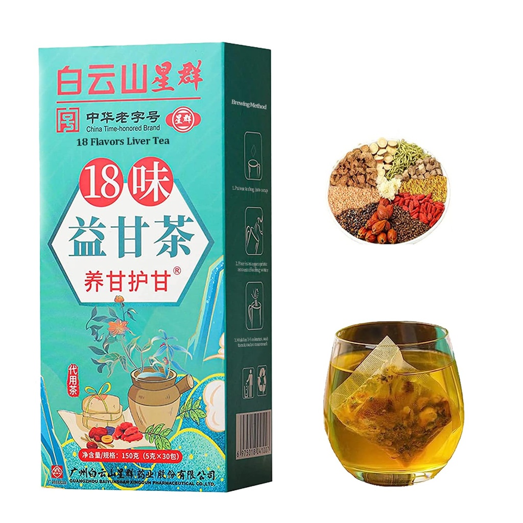 18 Flavors Liver Tea, Liver Tea con 18 hierbas diferentes para el hígado (1 cajas 30 bolsas)