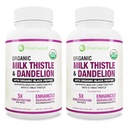 Max Absorption USDA Organic Milk Thistle Potent 5:1 Concentrated Extract (2000mg Strength) & Organic Dandelion Root | Silymarin Antioxidant Flavonoid | Liver Support Supplement (60 Count (Pack of 2))