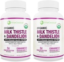 Max Absorption USDA Organic Milk Thistle Potent 5:1 Concentrated Extract (2000mg Strength) & Organic Dandelion Root ← Silymarin Antioxidant Flavonoid ← Liver Support Supplement (60 Count (Pack of 2))