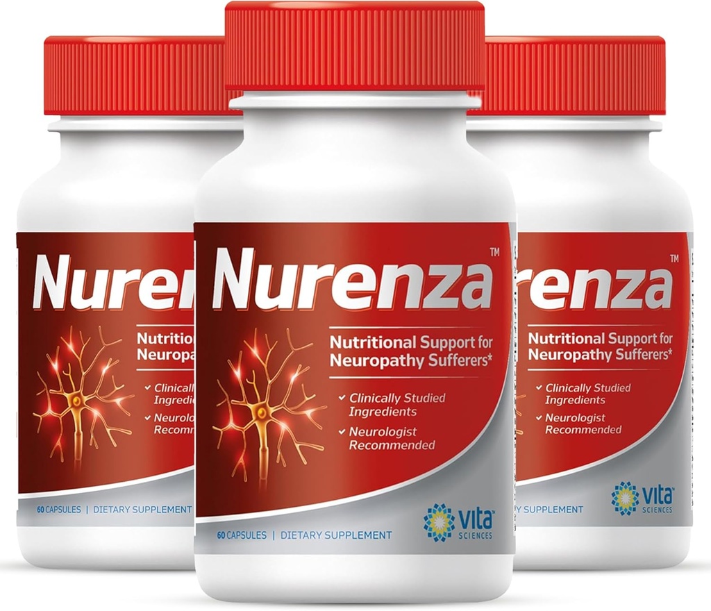 Vita Sciences Nurenza Neuropathy Relief Supplement for Nerve Health and Fast Repair. Natural R-ALA Forma 40x Fuerza w/Vitamins, Antioxidantes y Pies Revitalizantes, Manos, Legs y Dedos.