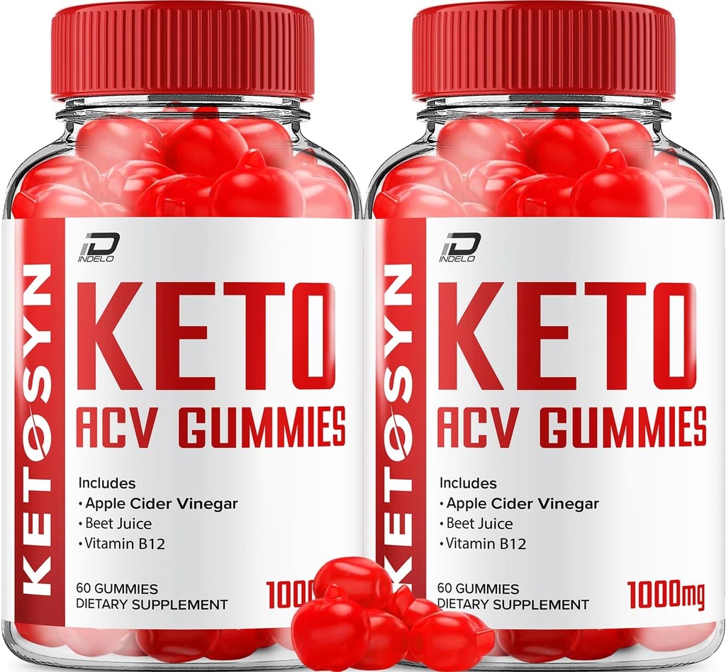 Ketosyn ACV Gummies Advanced Formula - Ketosyn Gummies Fast Acting Extra Strength Formula, Ketosyn + ACV Gummies Reseñas, B12 (2 Pack - 120 Gummies)