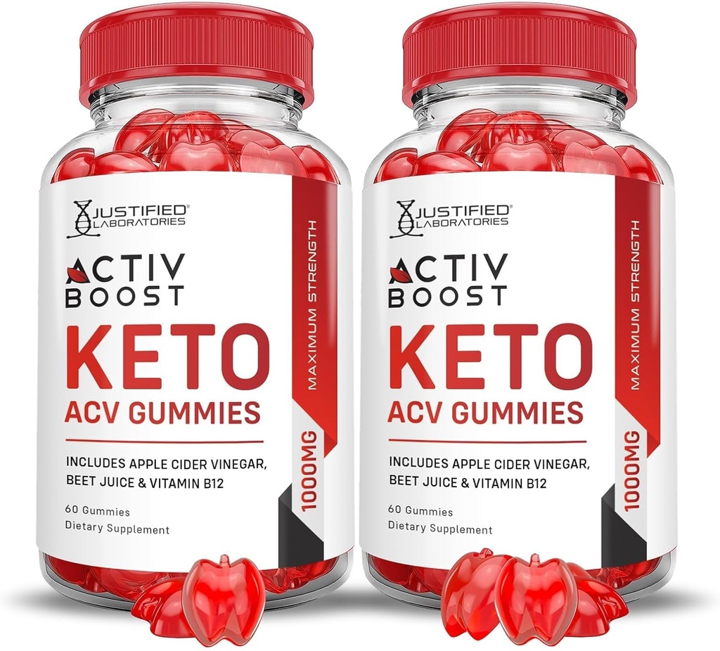 Justified Laboratories (2 Pack Activboost Keto Acv Gummies Advanced Formula 1000MG Active Boost Formulated with Pomegranate Beet Juice Powder B12 Vegan Non GMO 120 Gummys