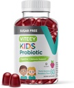 Viteey Probiotic Gummies for Kids - 2 Billion CFUs - Probioticos Kids Constipation Relief, Natural Immune & Digestive Health Support - Vegan, Gelatin Free, GMO Free - Tasty Chewable Raspberry Flavored