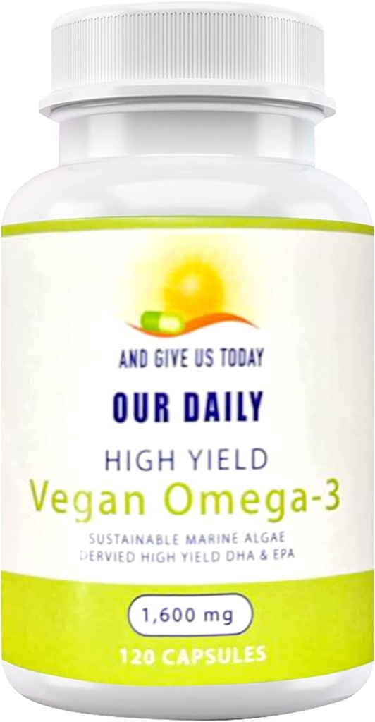 Nuestros diarios Vites Vegan Omega-3 Suplemento - Marine Algal Source for DHA &amp; EPA Fatty Acids - Plant-Based Fish Oil Alternative - Carrageenan Free Softgels for Eye Health & Optimal Wellness