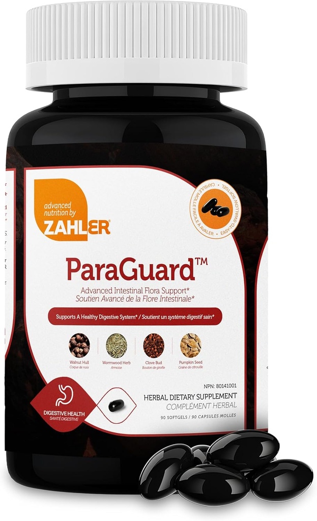 Zahler - ParaGuard Cleanse Softgels - Gut Health Detox Suplemento - Fórmula tiene Wormwood, ajonil, semilla de calabaza, collado &amp; Más - Detox de limpieza natural para humanos - Certified Kosher (90)