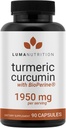 Curcumina de Turmérica Luma Nutrition con Pepper Negro - 95% Curcuminoides - 1950mg Por Serving - Suplemento Turmérico Premium - con BioPerine para Max Absorción - Hecho en EE.UU. - 90 cápsulas