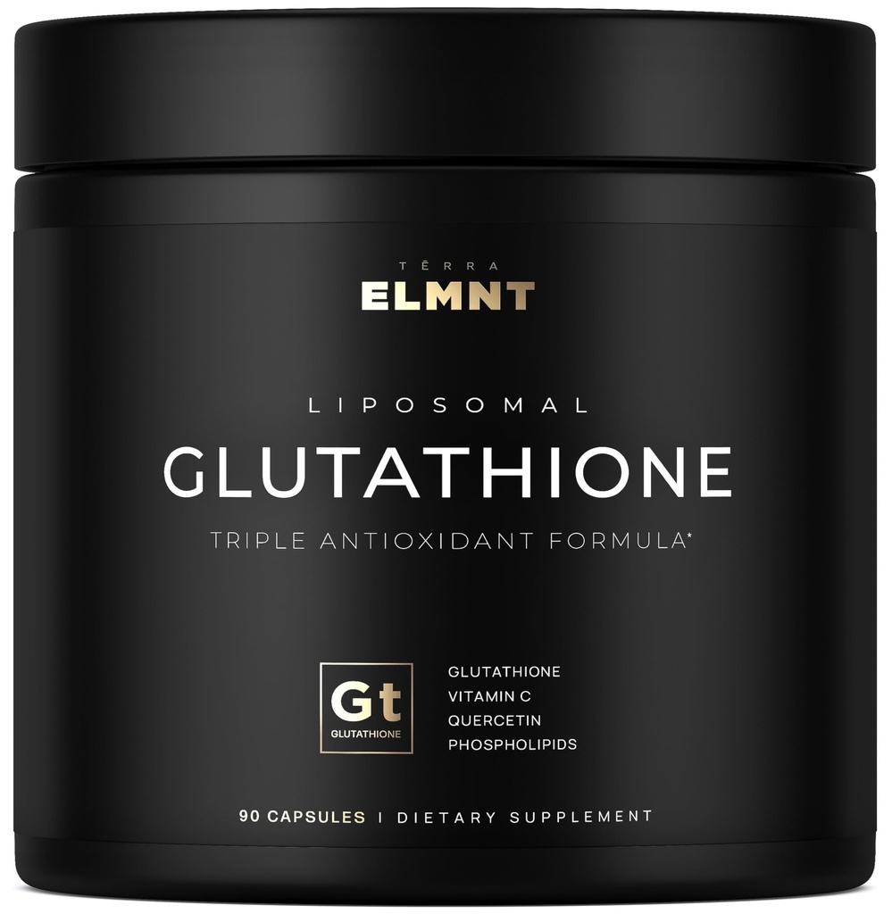 ELMNT 2150mg Super Liposomal Glutathione Suplemento w. Vitamina C, Quercetina & Pure L Glutathione 2000mg Triple Action Formula Glutathione Liposomal Suplemento w. Phospholipid Layer - 90 Pills, Non-GMO