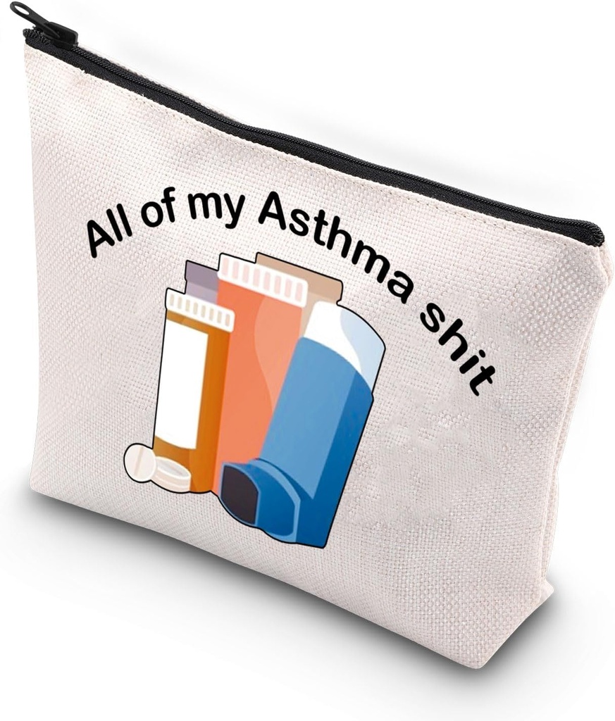 VAMSII Asthma Fighter Gift Inhaler Travel Bag All My Asthma Shit Awareness Medication Bag