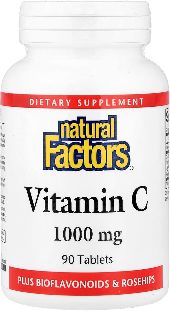 Factores naturales - Vitamina C 1000mg, con bioflavinoides &amp; Rosehips, 90 Tablets