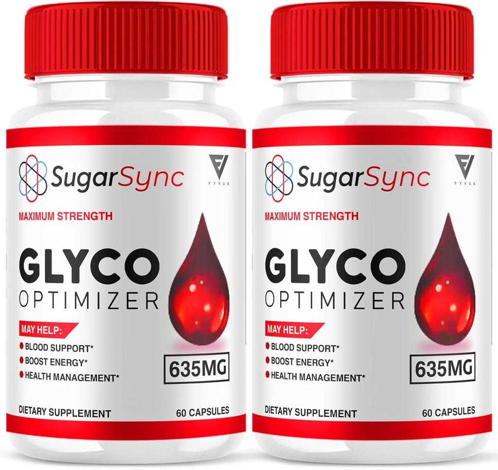 (2 Pack) Sugar Sync SugarSync Glyco Optimizer Capsules, Sugar Sync Maximum Strength Glycogen Optimizer and Blood Support Supplement, SugarSync 635mg Advanced Global Health Formula (120 cápsulas)