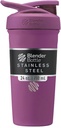 BlenderBottle Strada Shaker Cup Insulated Stainless Steel Water Bottle with Wire Whisk, 24-Ounce, Plum