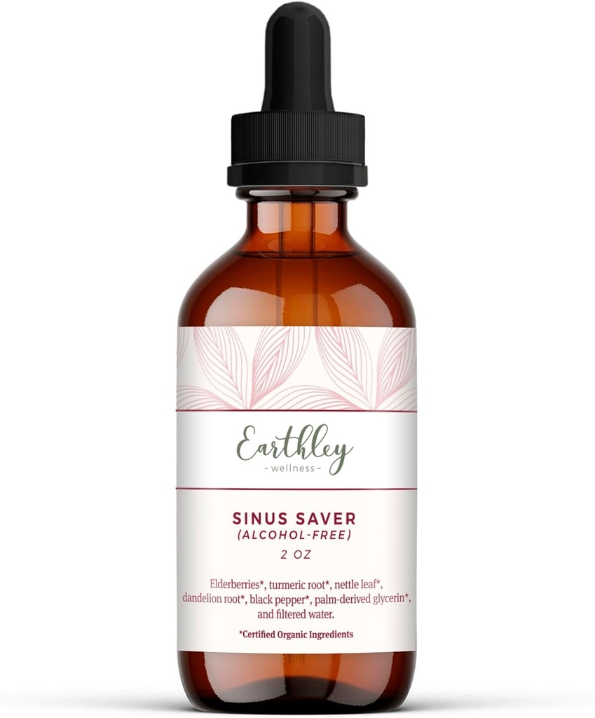 Earthley Wellness Sinus Saver, Remedy Natural, Libre de Alérgenos, Parabens y Preservadores, Ayuda a Boost Vitamin C (2 oz, Alcohol Gratis)