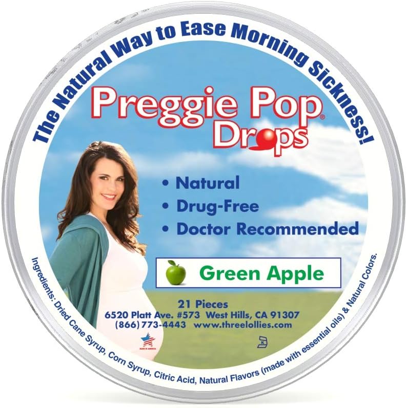 Tres Lollies Preggie Pop Drops, Natural Green Apple, 21 Conde
