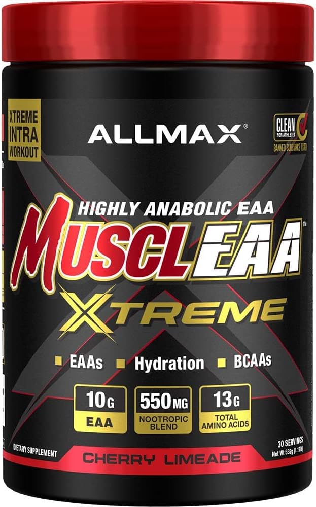 ALLMAX MUSCLEAA Xtreme, Cherry Limeade - 532 g Powder - Proporciona EAAs, BCAAs " Hydration - Hasta 30 Servimientos