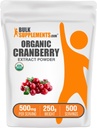 BulkSupplements.com Polvo de Extracto de Arándano Orgánico - Polvo de Sabor de Arándano Orgánico, Fuente de Vaccinium Macrocarpon Fruit - Vegan &amp; Gluten Gratis, 500 mg por Serving, 250g (8.8 oz) (Pack of 1)