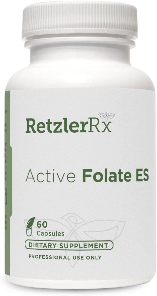 HormonasSynergy Active Folate ES - 5-MTHF - 10,000 mcg (10 mg) por Serving - 5-MTHF (como 5-metiltetrahidrofolate) - Bioactive Folate as Quatrefolic® - 60 Veg Caps