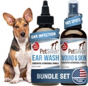 PetSilver - Wound & Skin Spray (4 fl oz) y Ear Wash (8 fl oz) con Patented Chelated Silver - Wound Care, Hot Spot, & Itch Relief Spray - Ear Cleaner &amp; Treatment for Cats and Dogs - Made in USA