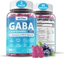 GABA Gummies 500 mg - Gummies de calma sin azúcar con L Theanine, 5-HTP, Vitaminas D3, B12, Ashwagandha, Melatonina-Free for Brain Calm, Mood, Zzz Better, Suplemento GABA para Adulto, Blueberry Flavor, Vegan